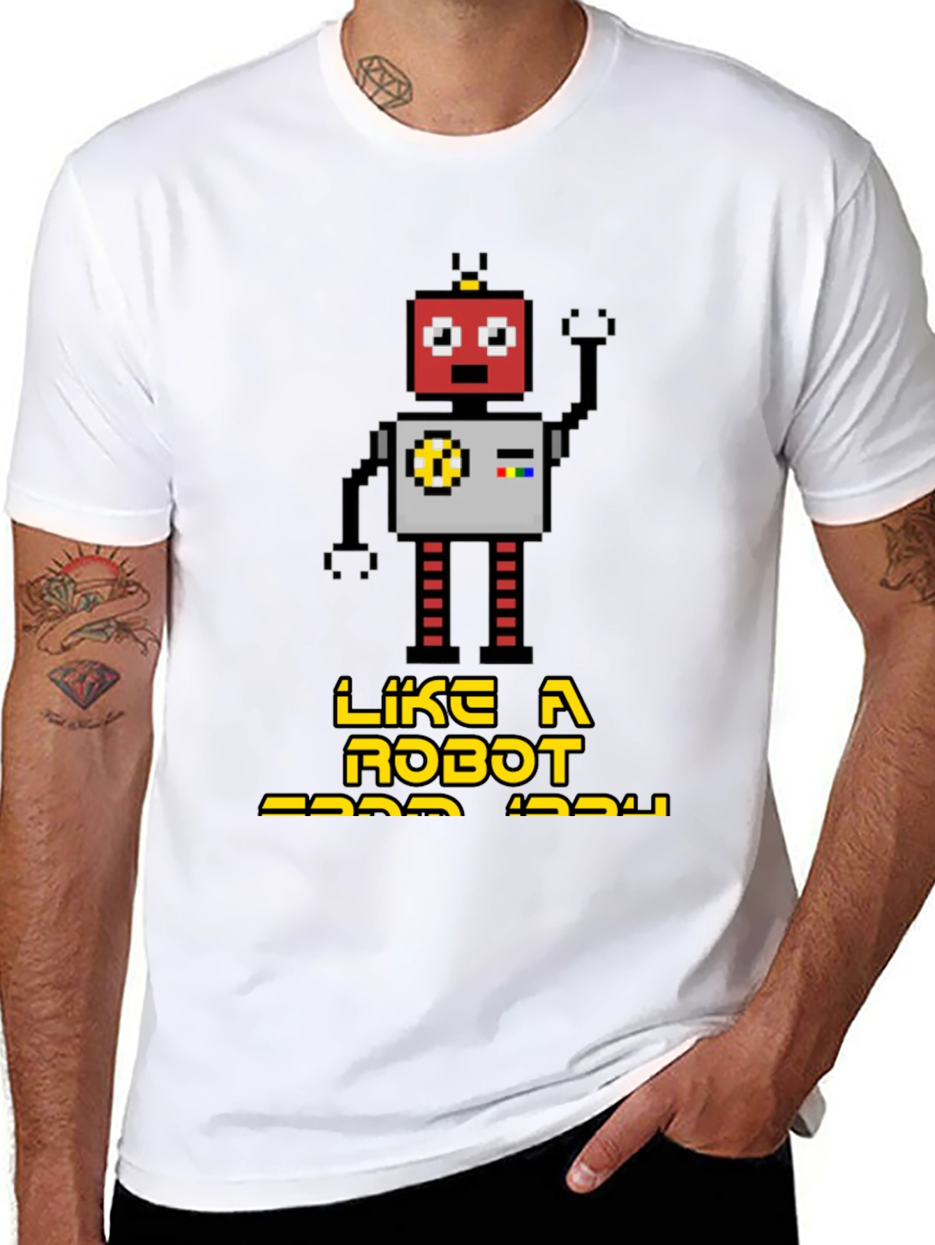 Retro Robot Graphic T-Shirt - Black