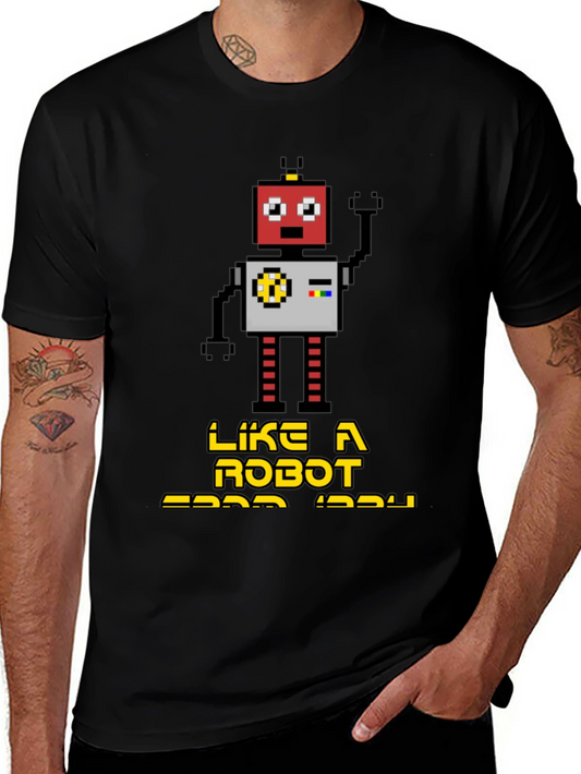 Retro Robot Graphic T-Shirt - Black