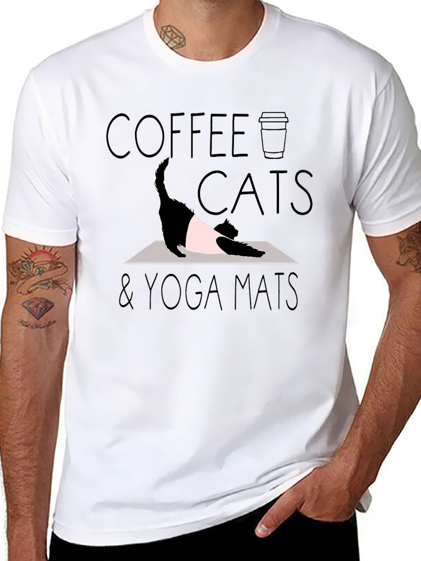 Coffee Cats & Yoga Mats T-Shirt