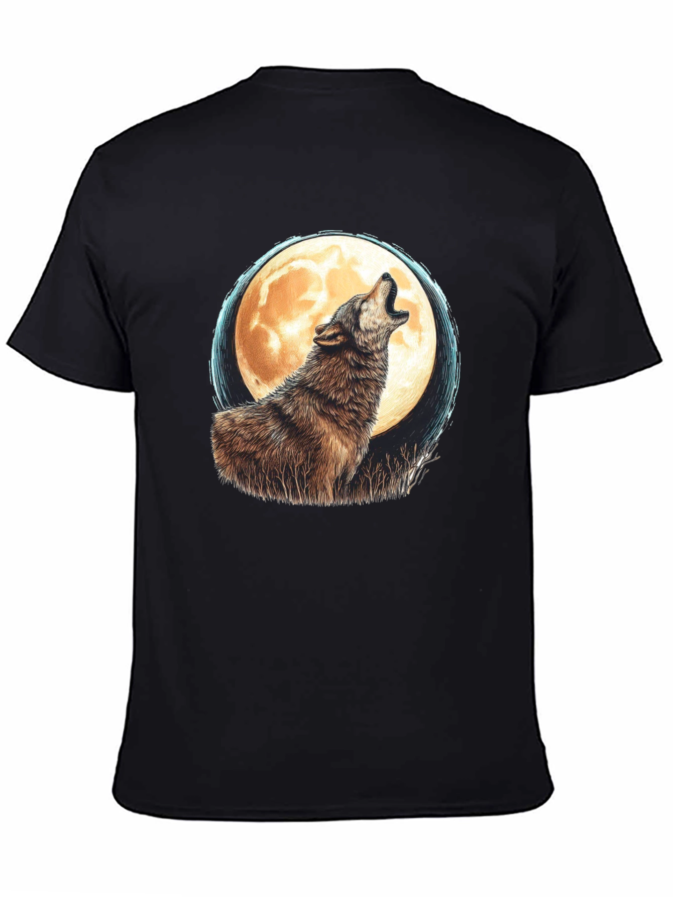 Wolf Moon Graphic Tee - Black Cotton T-Shirt