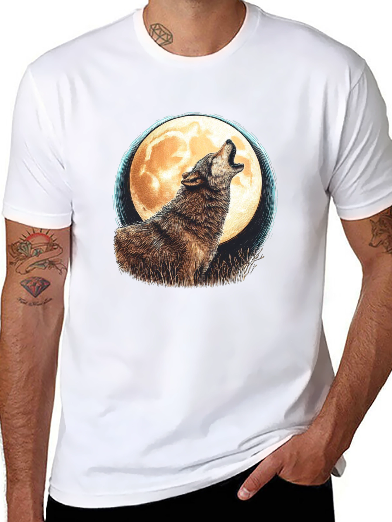 Wolf Moon Graphic Tee - Black Cotton T-Shirt