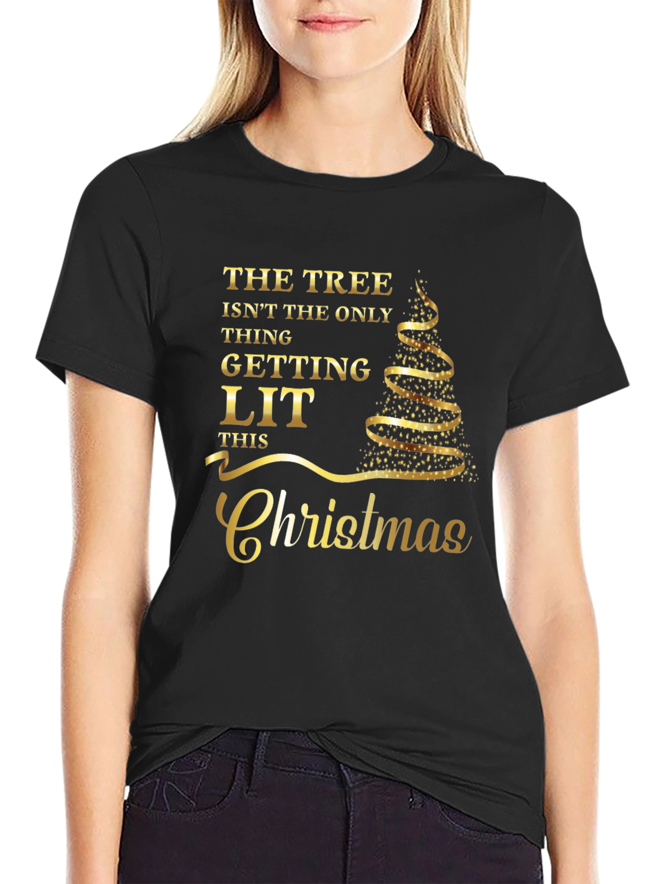 Funny Christmas T-Shirt - Getting Lit Christmas Tree Tee