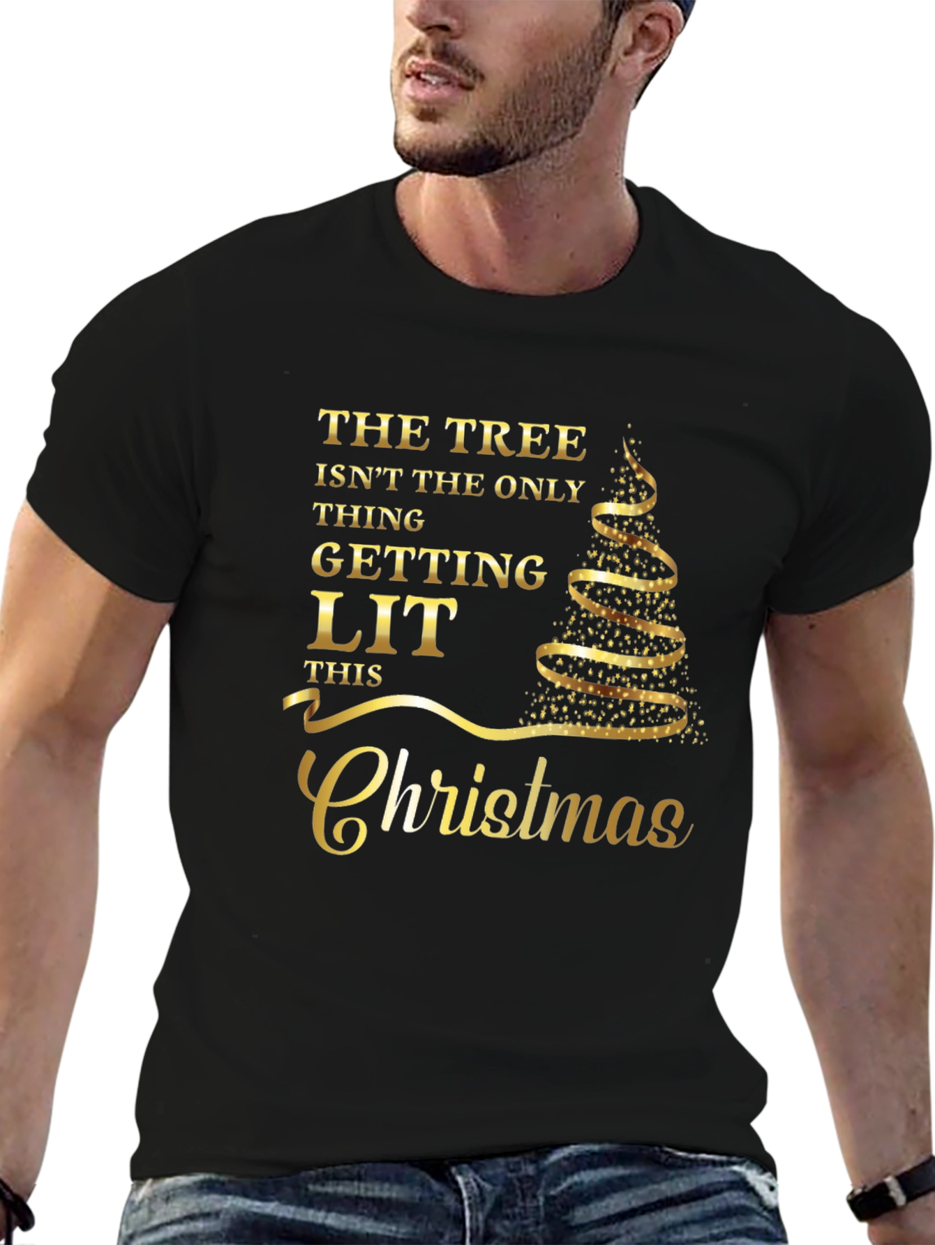 Funny Christmas T-Shirt - Getting Lit Christmas Tree Tee
