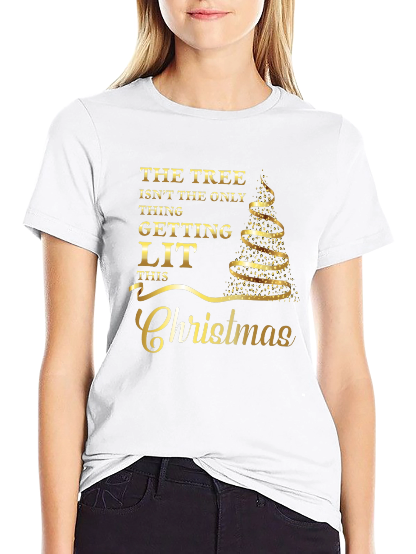 Funny Christmas T-Shirt - Getting Lit Christmas Tree Tee