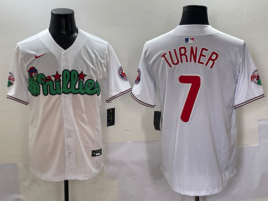 Men's Philadelphia Phillies Trea Turner #7 White Game Jerseys