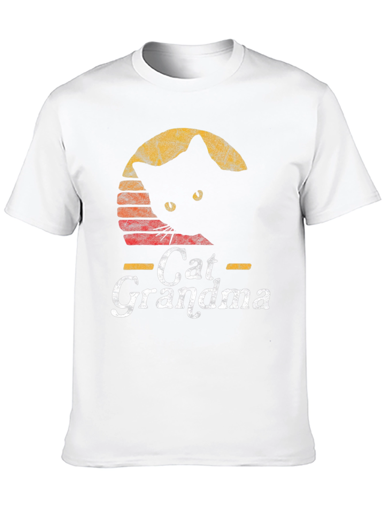 Cat Grandma Retro Style Black T-Shirt