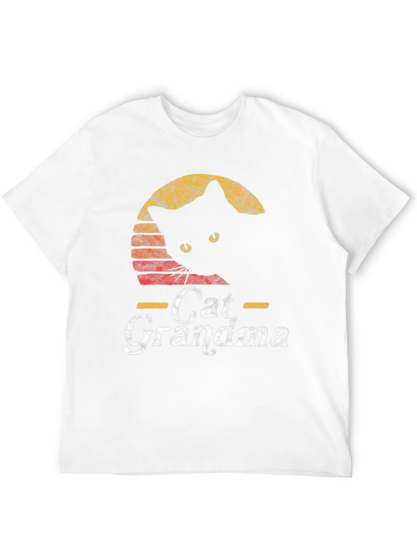 Cat Grandma Retro Style Black T-Shirt