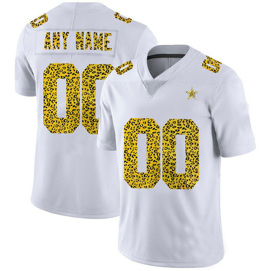 Custom1 Dallas Cowboys Jerseys White Limited Fashion Vapor Leopard Print