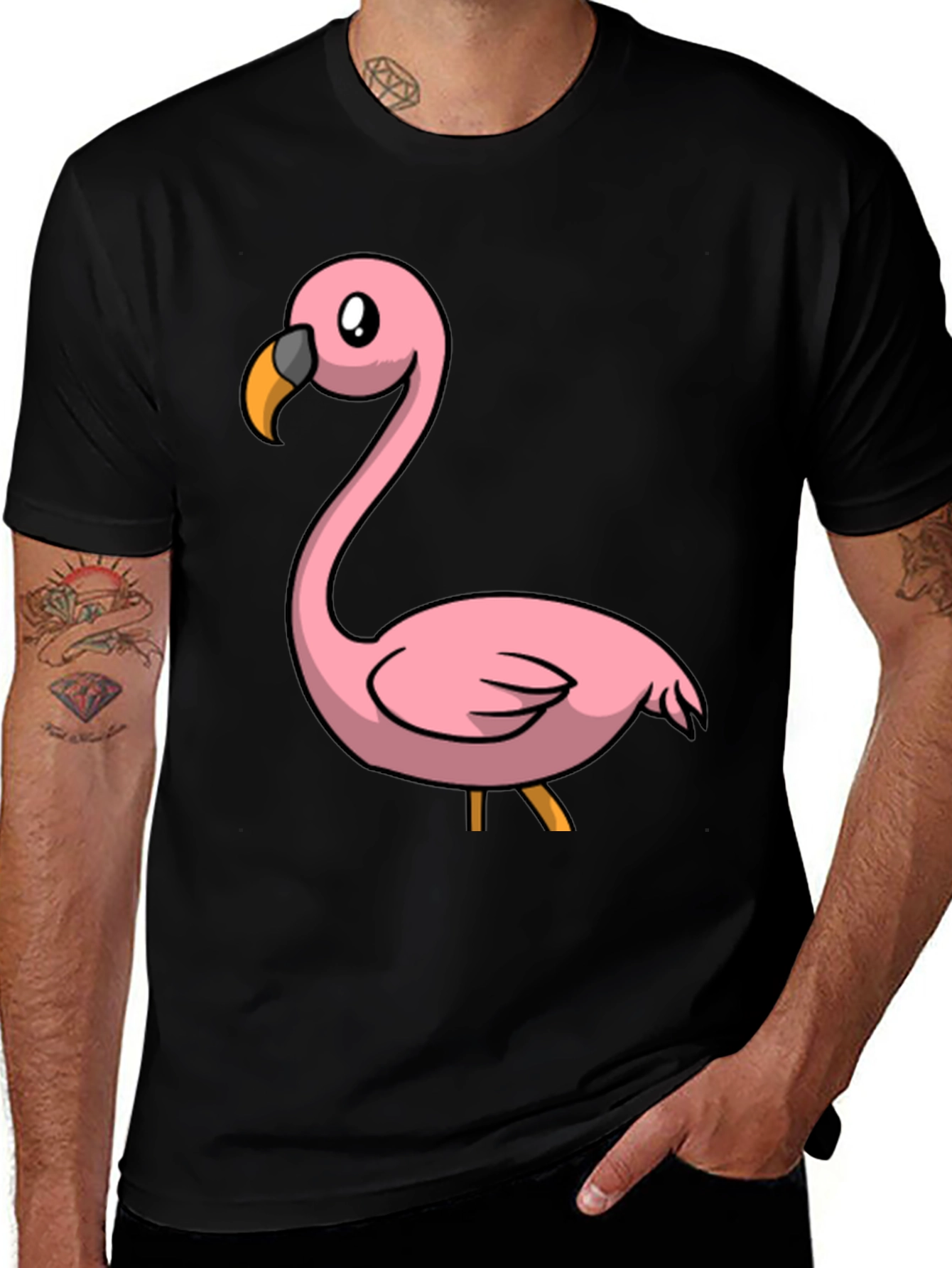 Black Flamingo Graphic T-Shirt - Mens Casual Tee