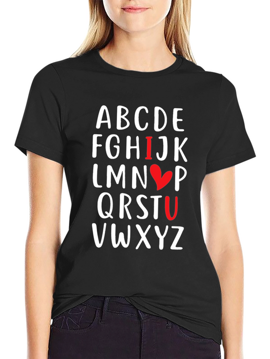 Alphabet I Love You Black T-Shirt