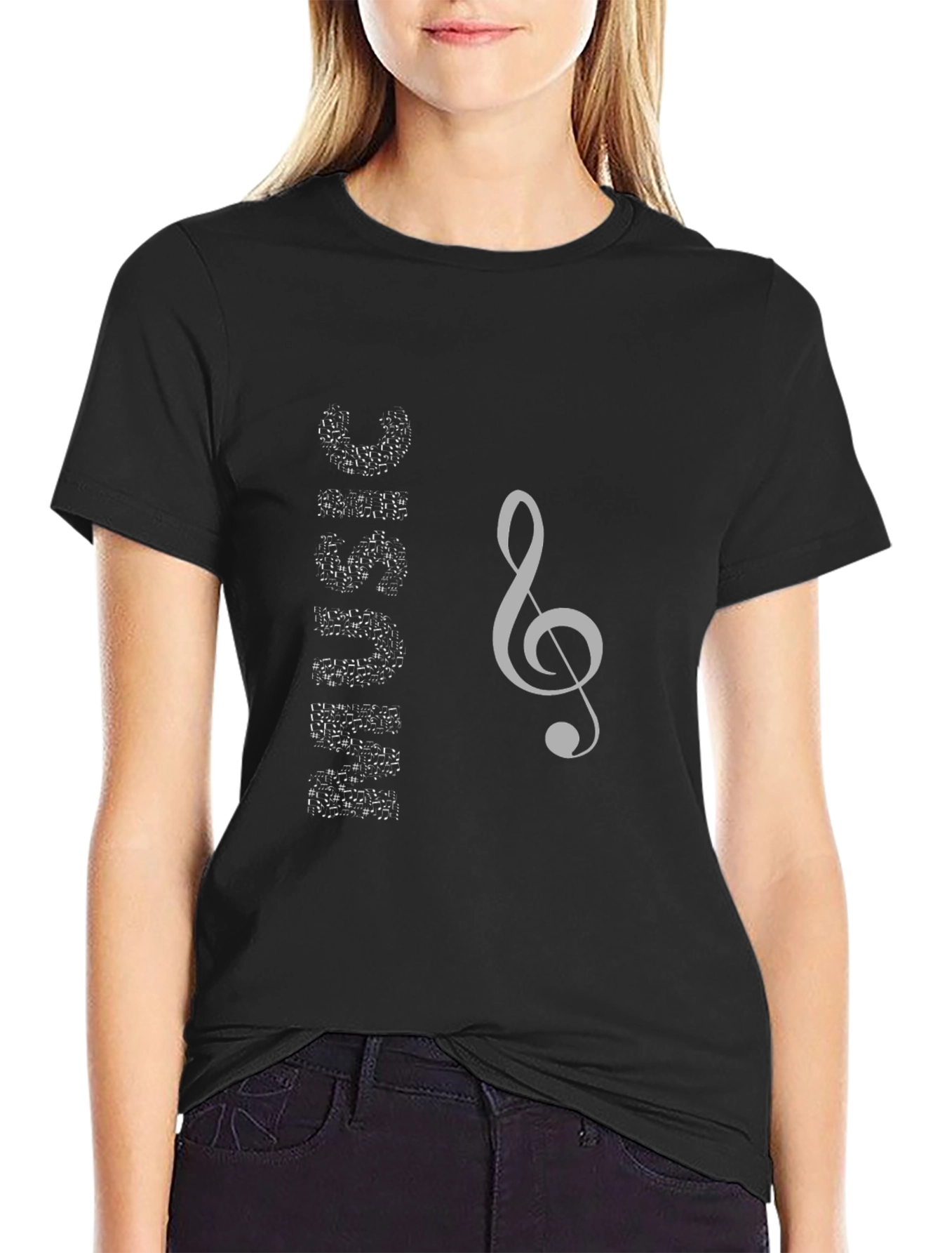 Music Note Graphic Black T-Shirt