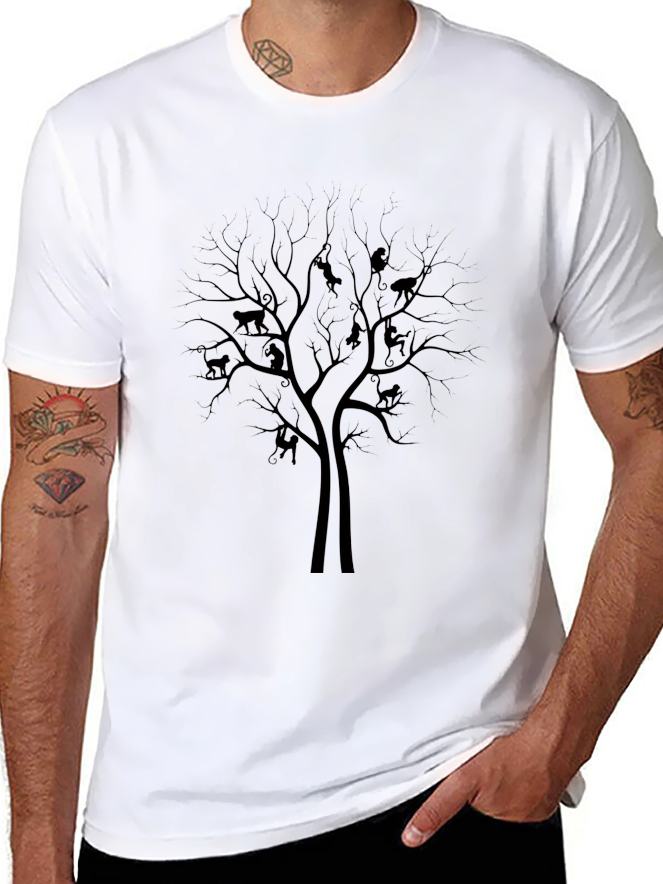 Monkey Tree Graphic Tee - Nature Inspired Mens T-Shirt