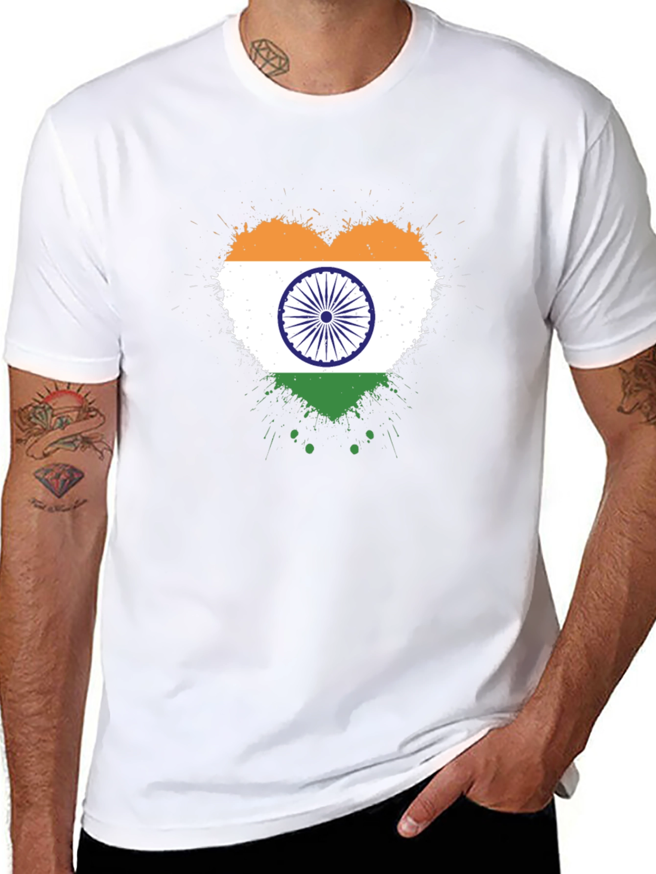 India Flag Heart T-Shirt - Patriotic Graphic Tee