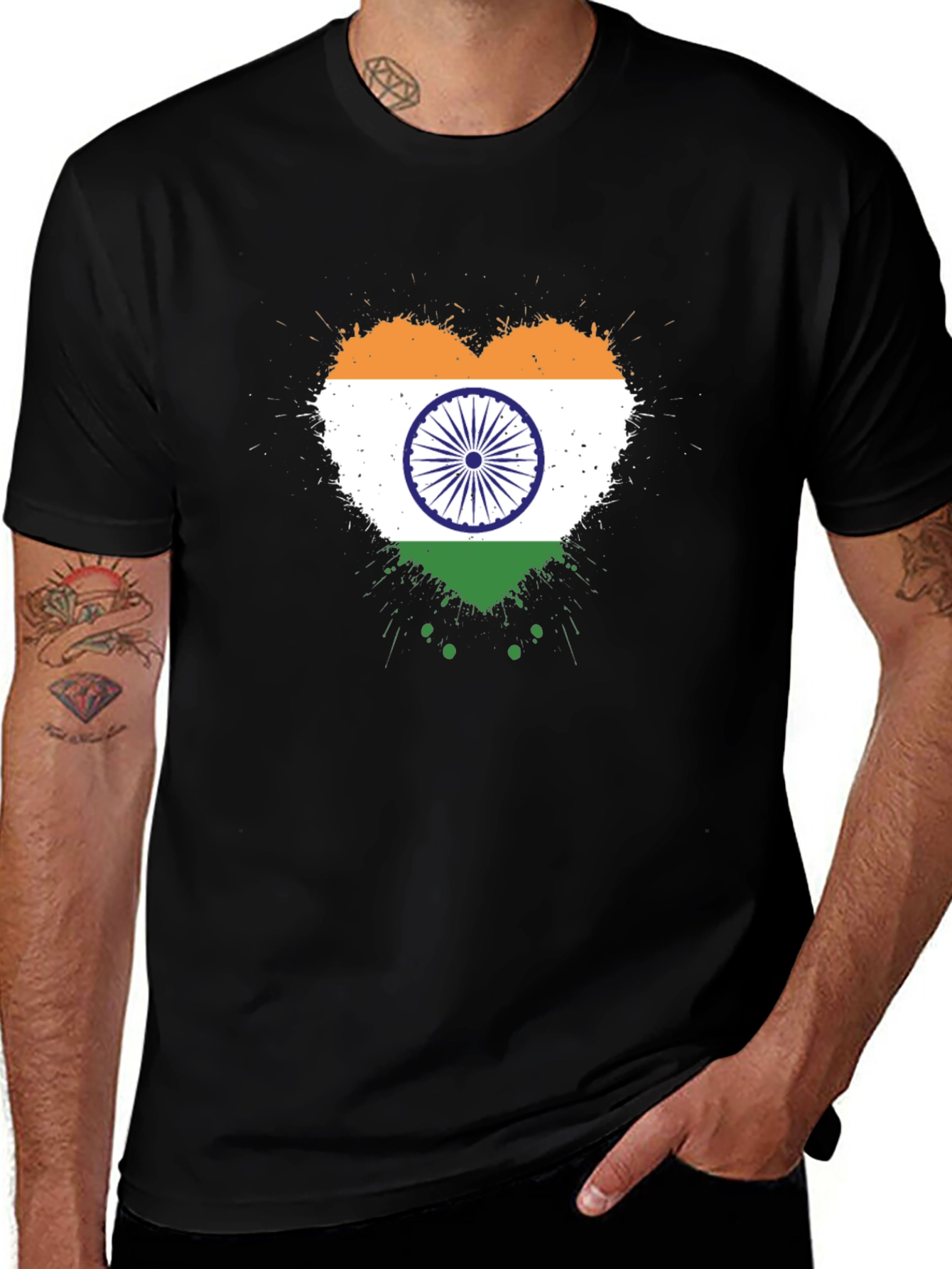 India Flag Heart T-Shirt - Patriotic Graphic Tee