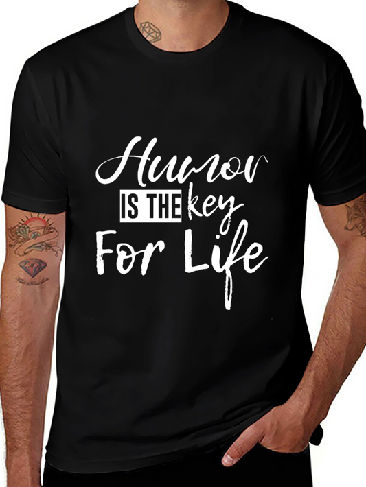 Humor is the Key for Life Black T-Shirt