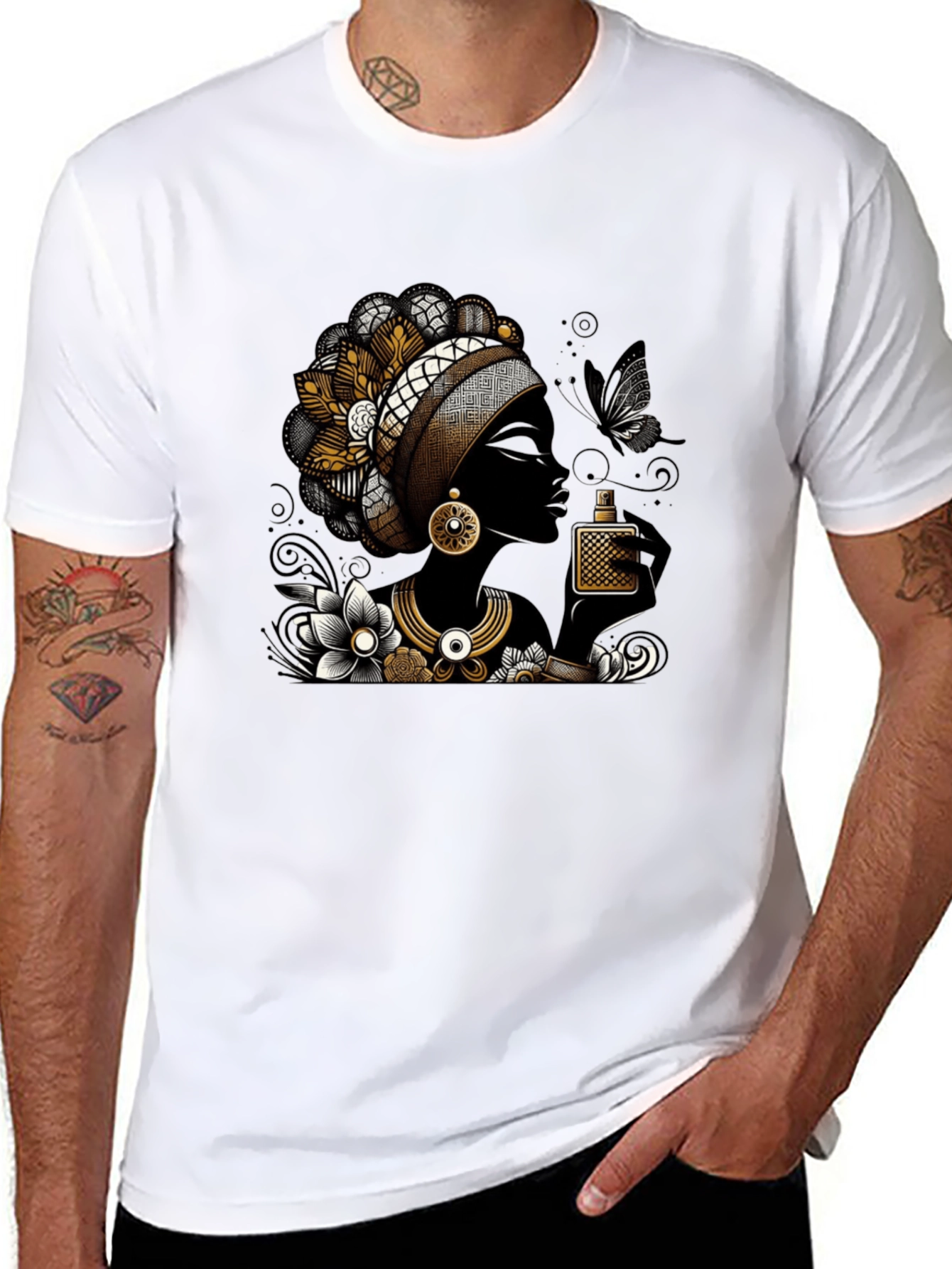 Elegant Woman Graphic T-Shirt - Stylish Black Tee