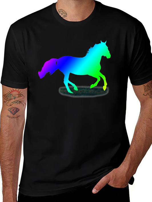Rainbow Horse Silhouette Black T-Shirt