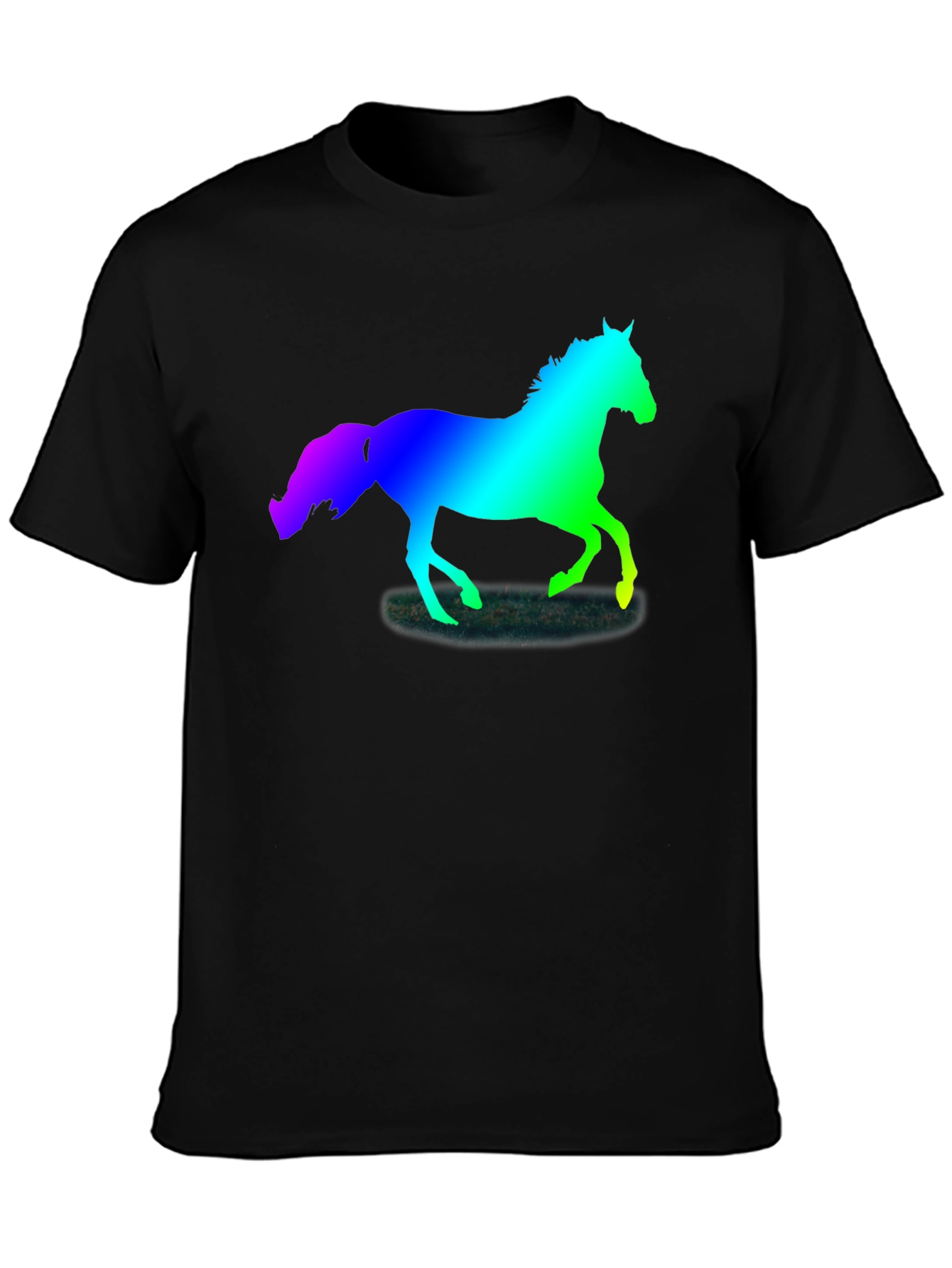 Rainbow Horse Silhouette Black T-Shirt