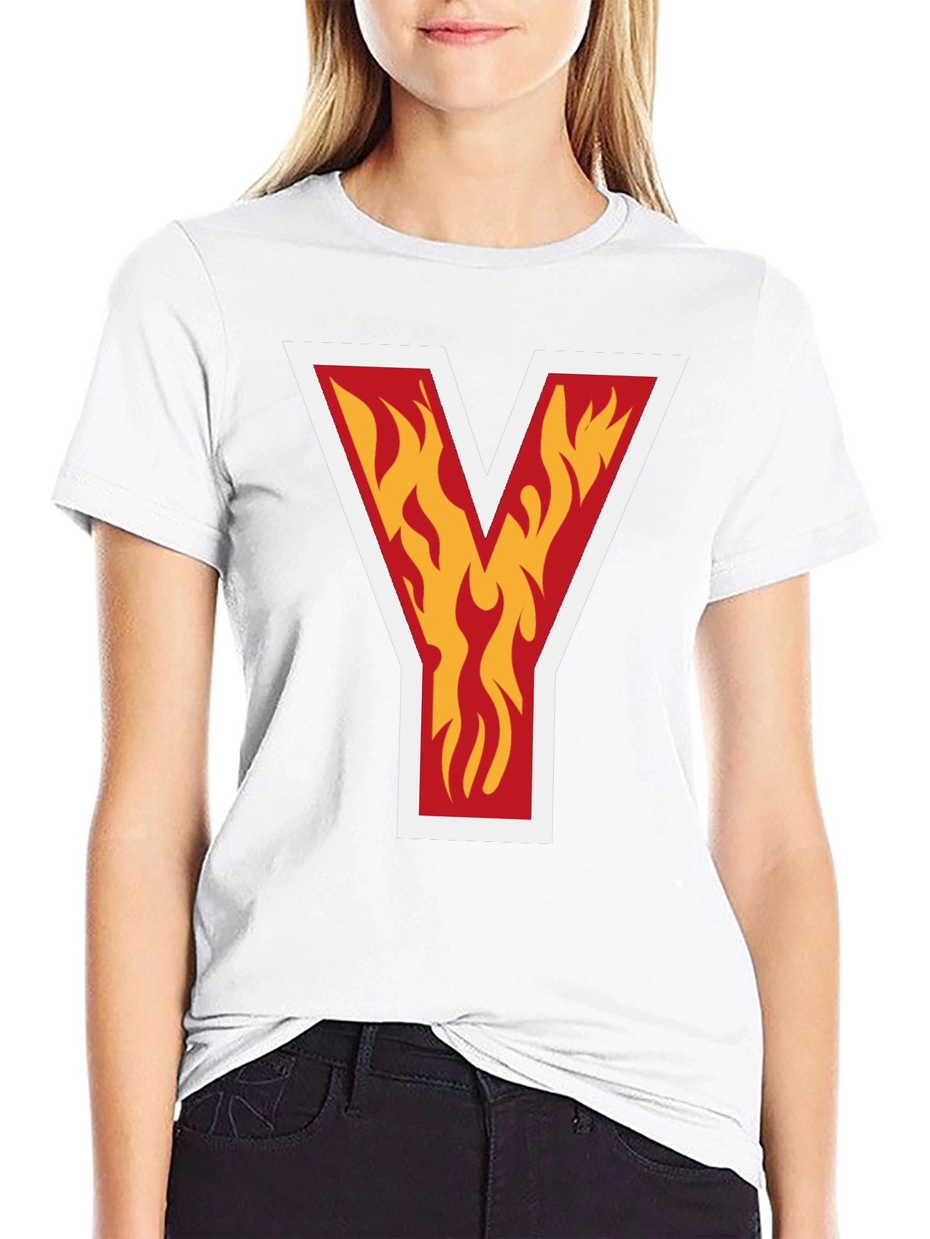 Fiery Initial Y T-Shirt - Bold Graphic Tee