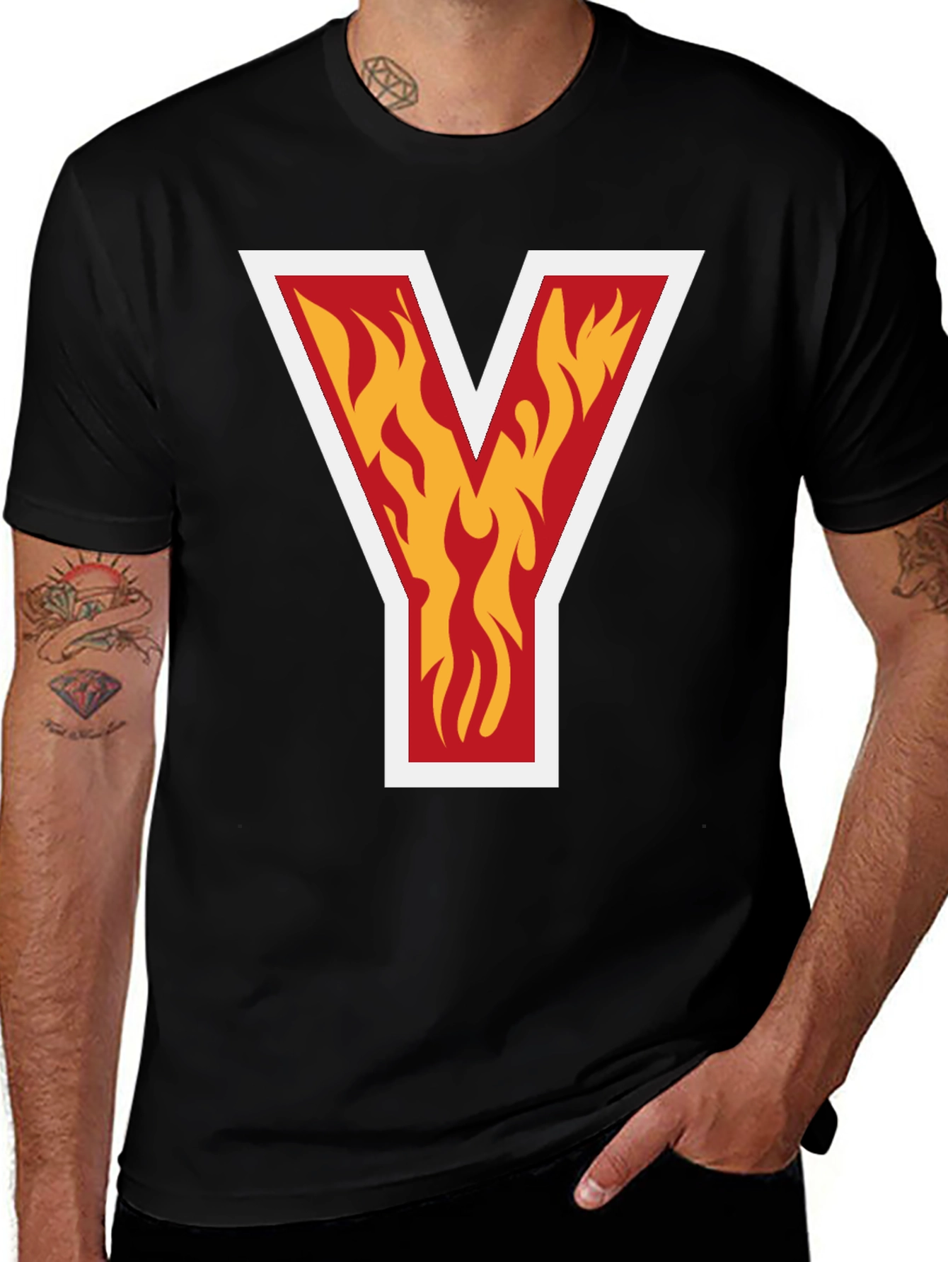 Fiery Initial Y T-Shirt - Bold Graphic Tee