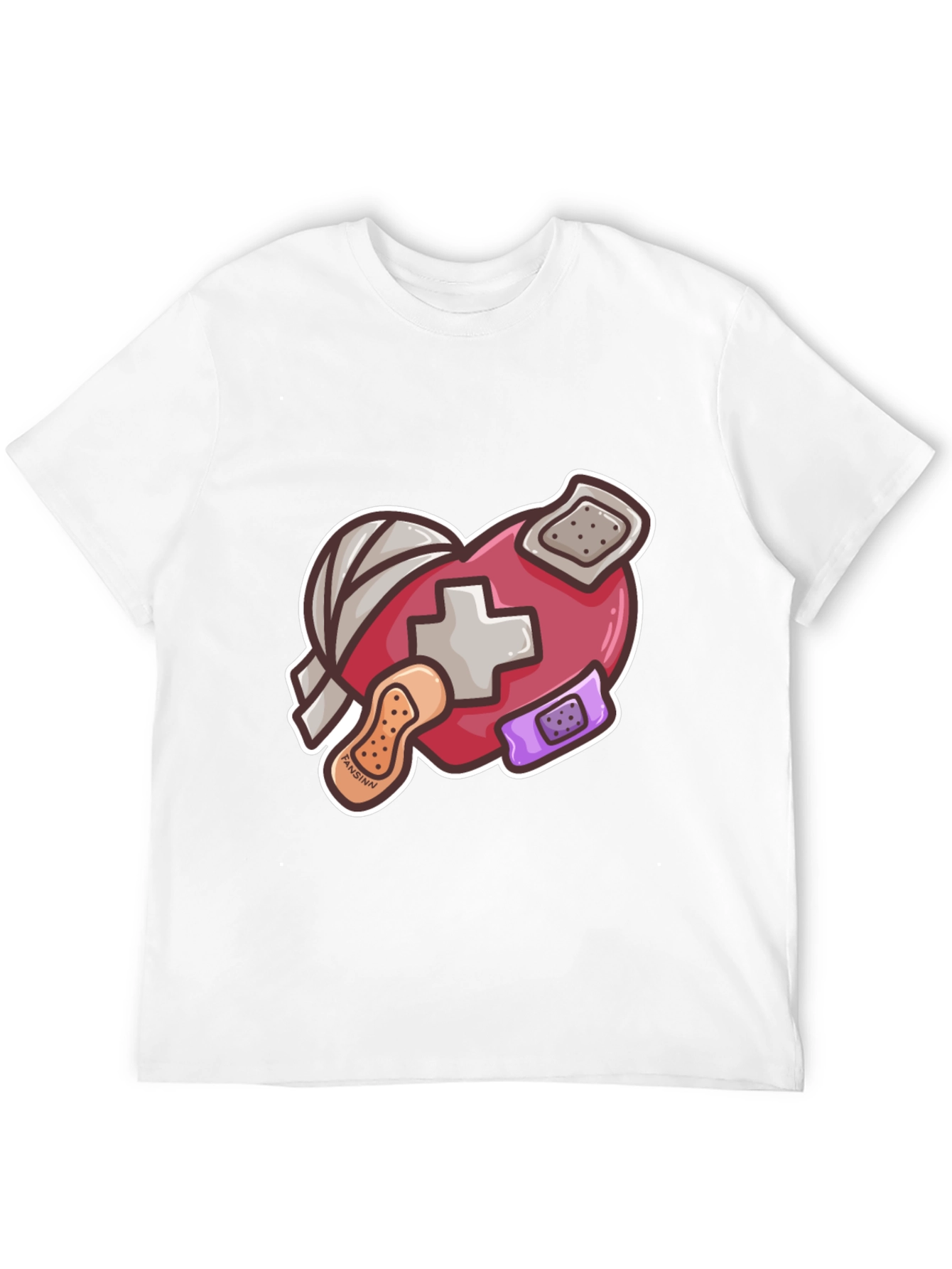 Heart with Bandages Graphic Tee - Black