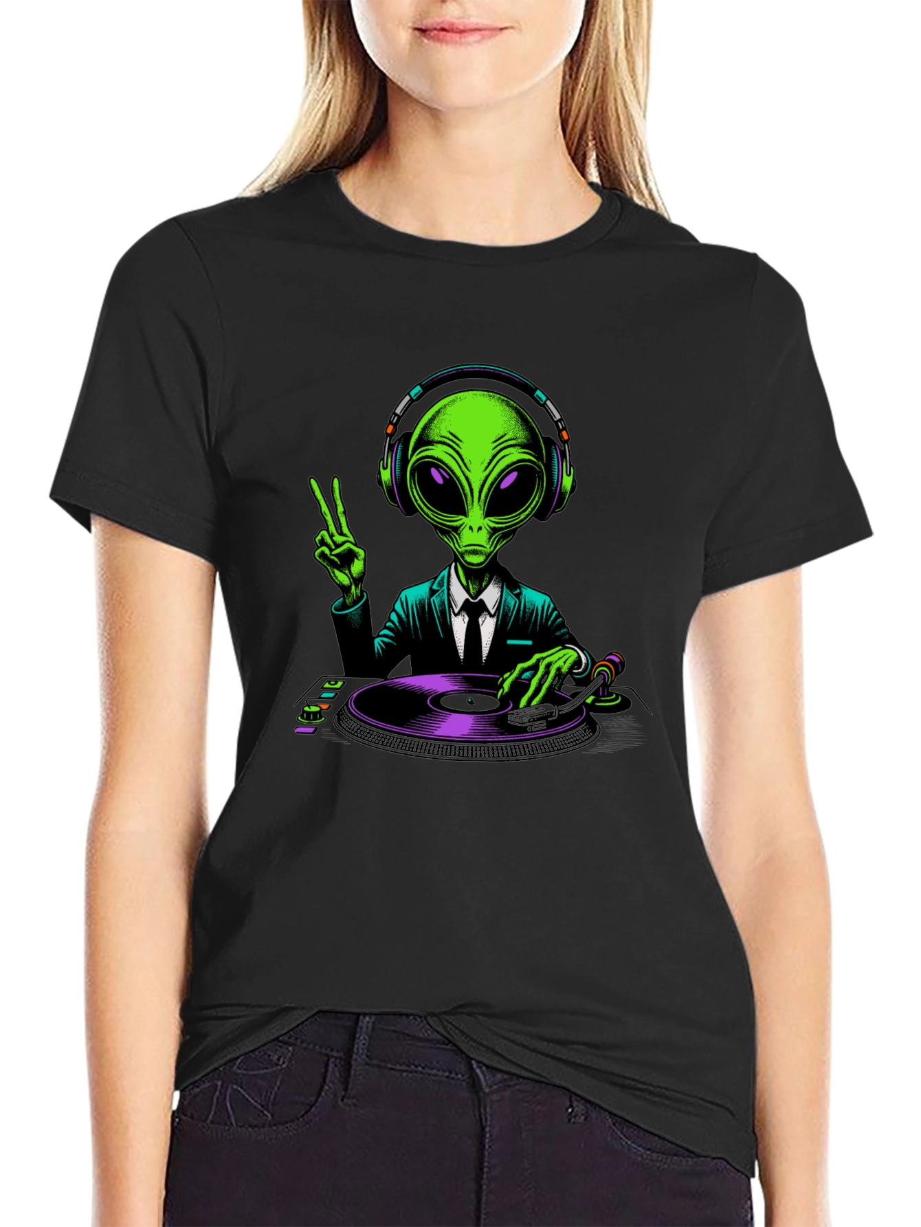 Alien DJ T-Shirt - Extraterrestrial Music Lover Apparel