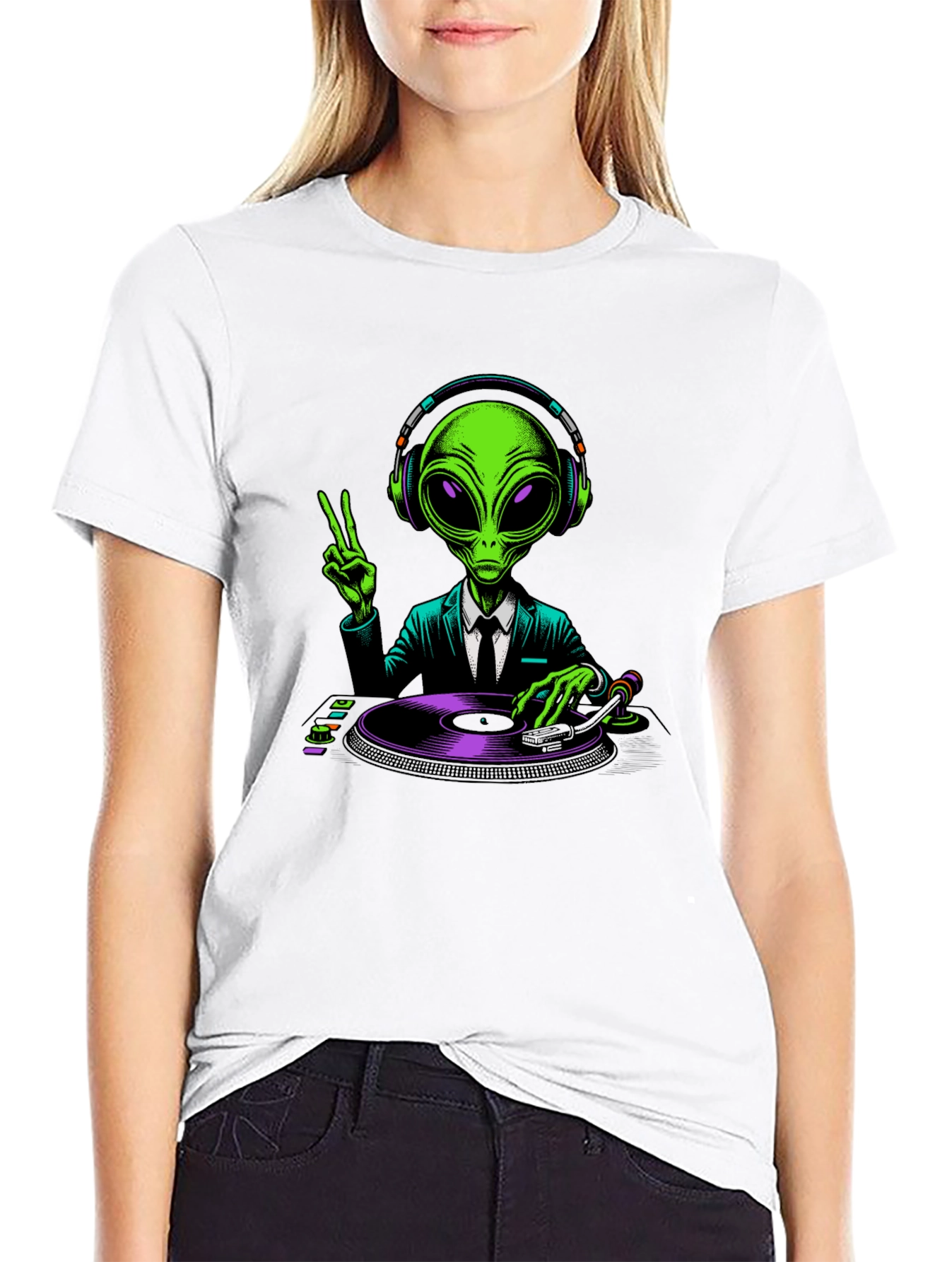 Alien DJ T-Shirt - Extraterrestrial Music Lover Apparel