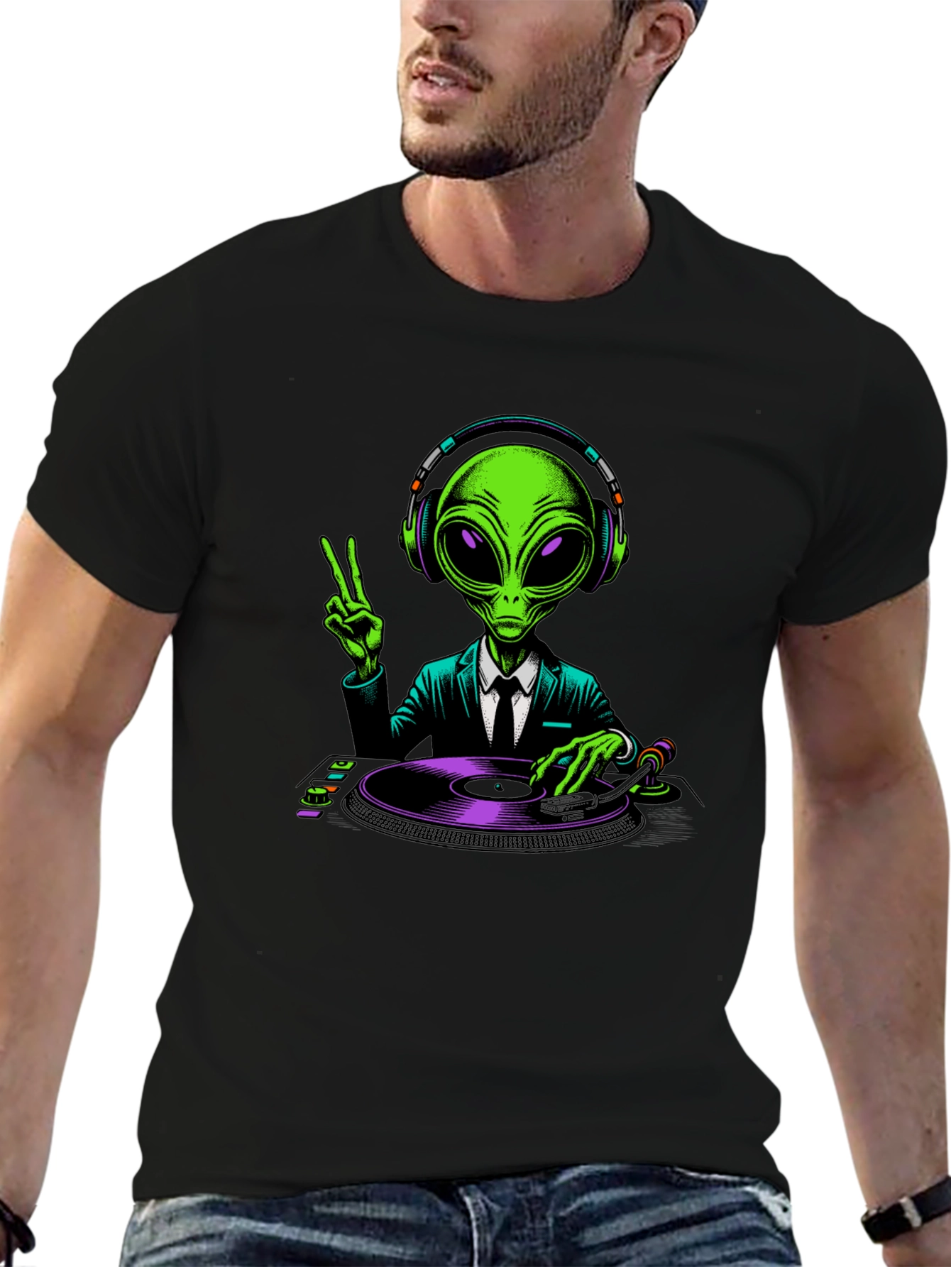 Alien DJ T-Shirt - Extraterrestrial Music Lover Apparel