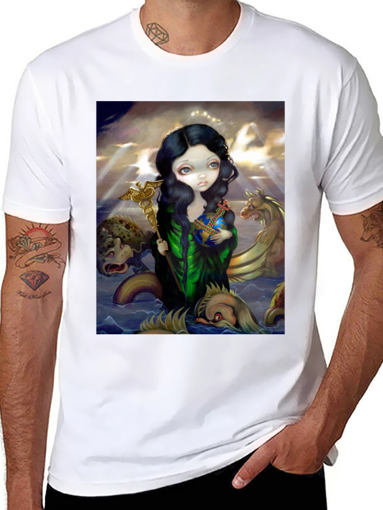 Artistic Graphic Tee - Sea Goddess Design