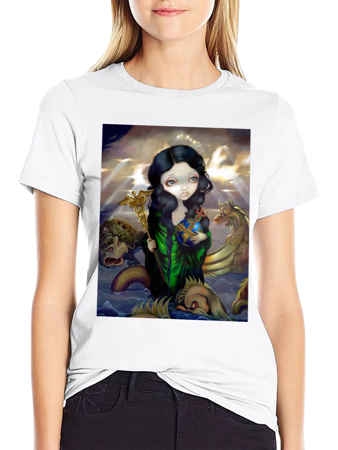 Artistic Graphic Tee - Sea Goddess Design