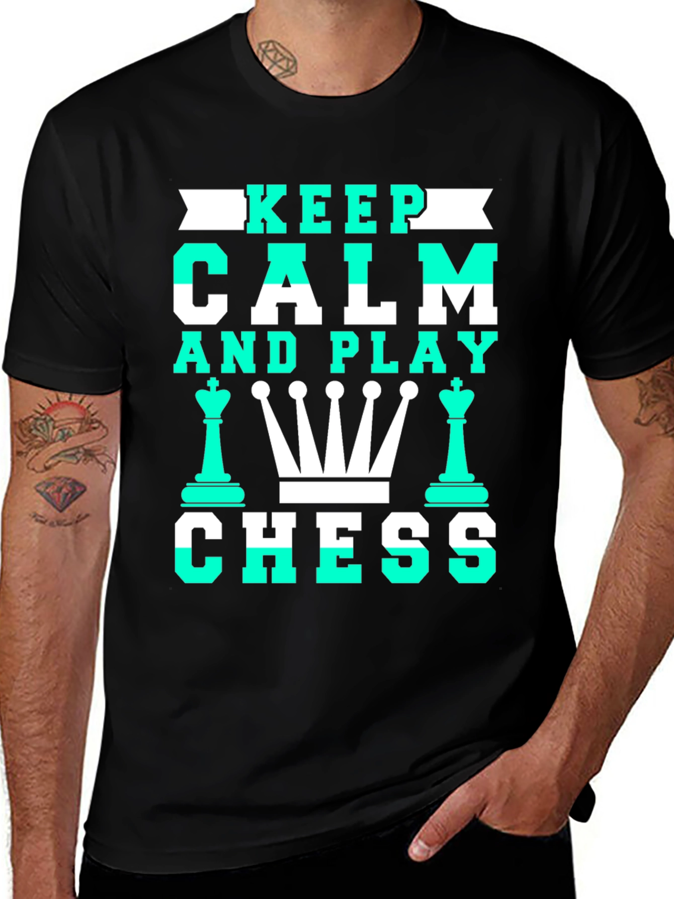 Keep Calm and Play Chess Graphic T-Shirt