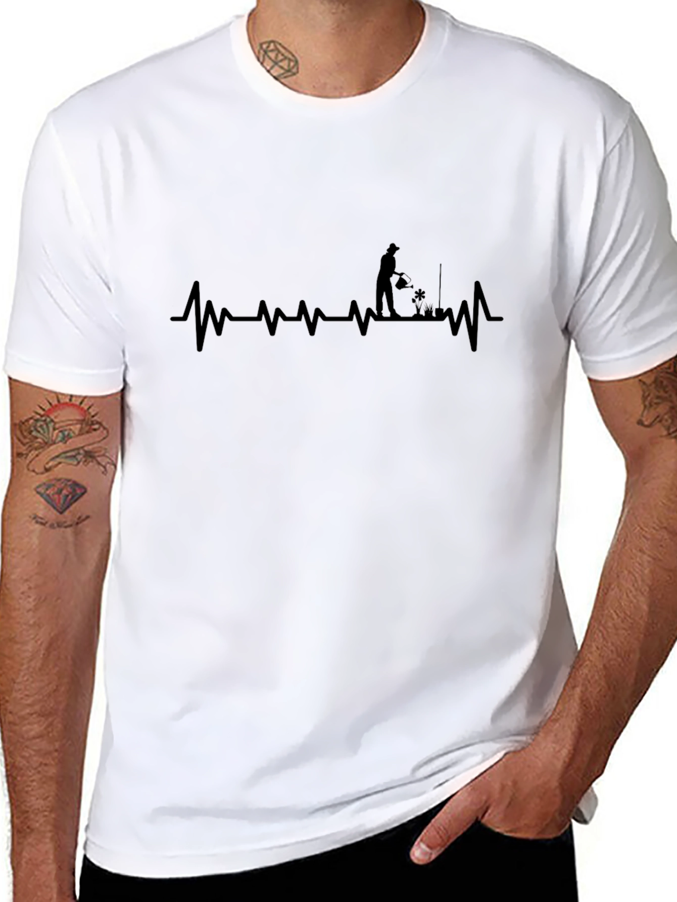 Gardener Heartbeat T-Shirt - Black Graphic Tee