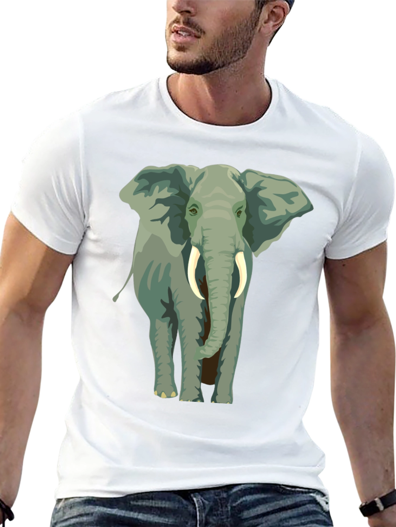 Elephant Graphic Print T-Shirt - Black