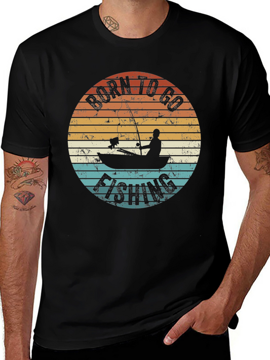 Born To Go Fishing T-Shirt - Retro Fisherman Design