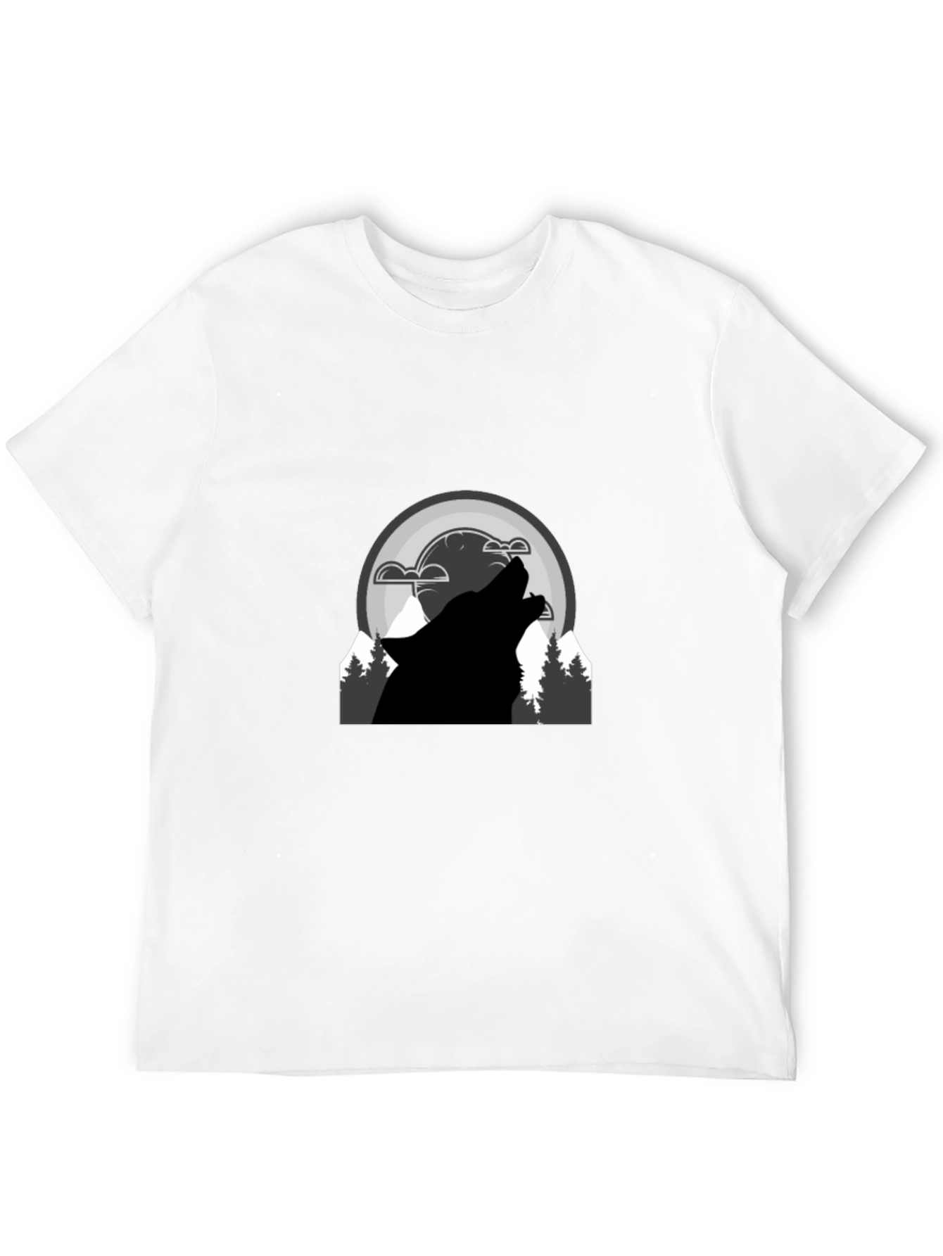 Wolf Howl Graphic T-Shirt - Black Cotton Blend