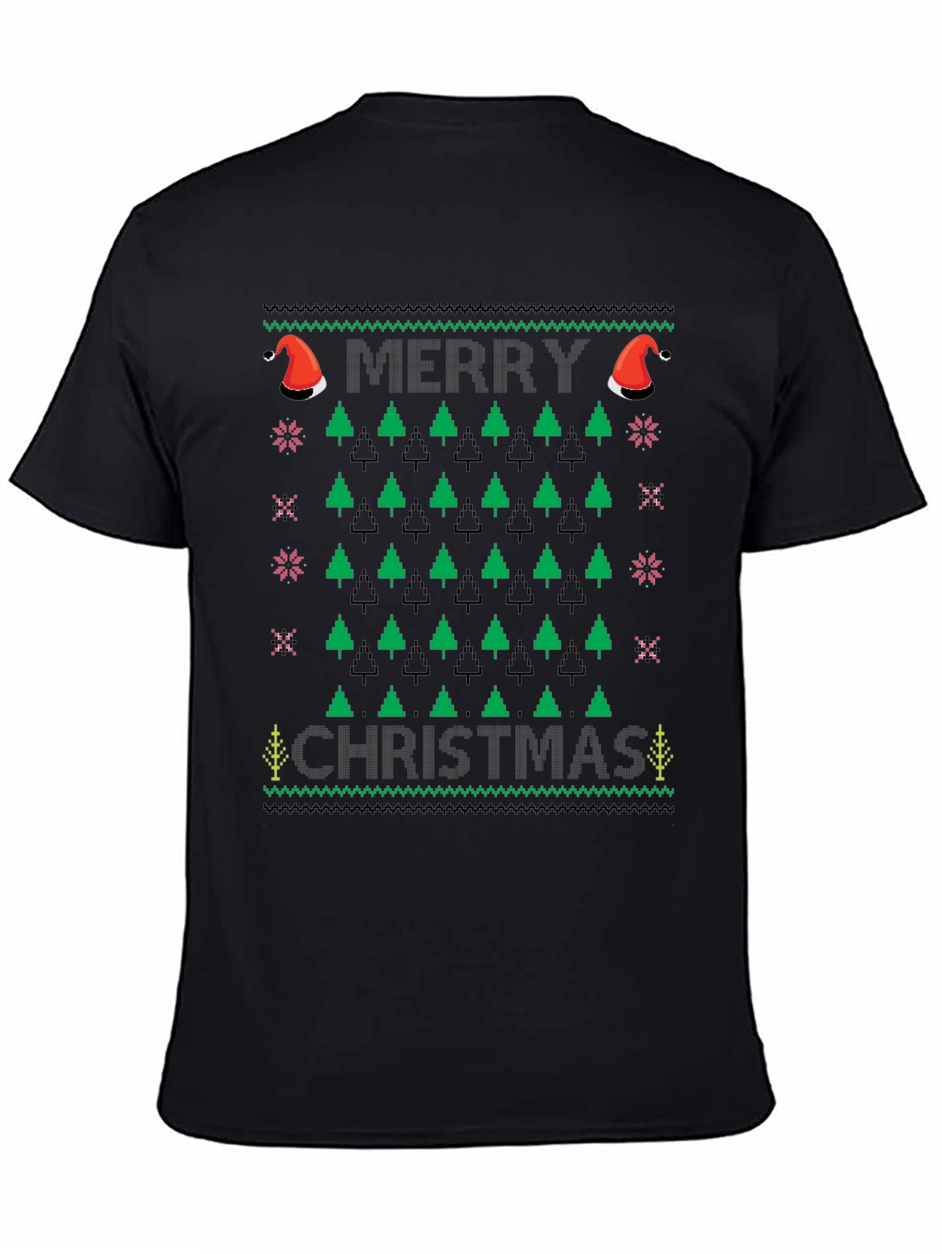 Ugly Christmas Sweater T-Shirt - Merry Christmas Tree Design