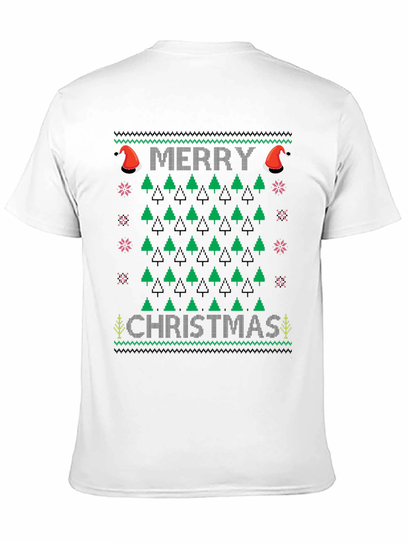 Ugly Christmas Sweater T-Shirt - Merry Christmas Tree Design