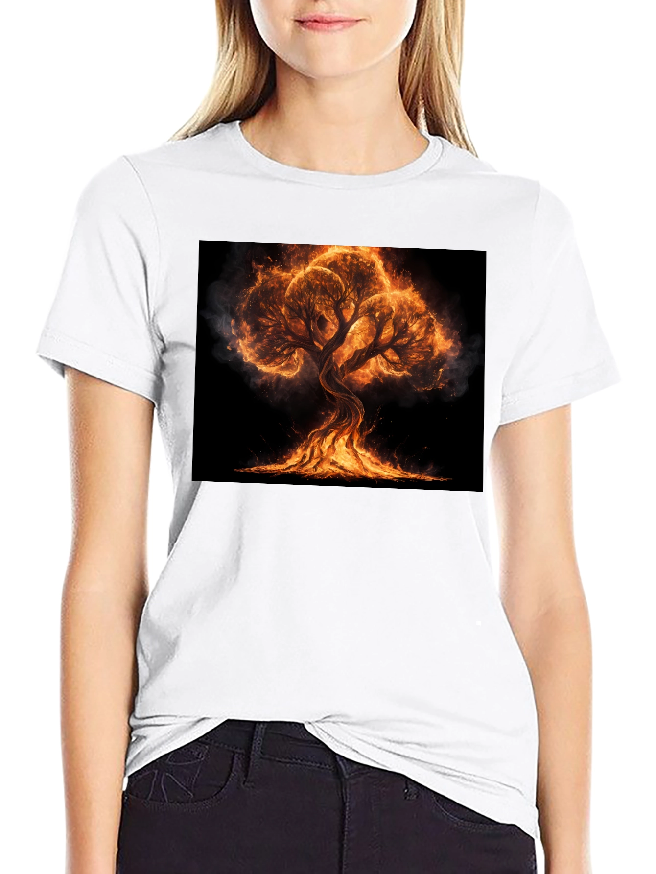 Fiery Tree Graphic Tee - Black