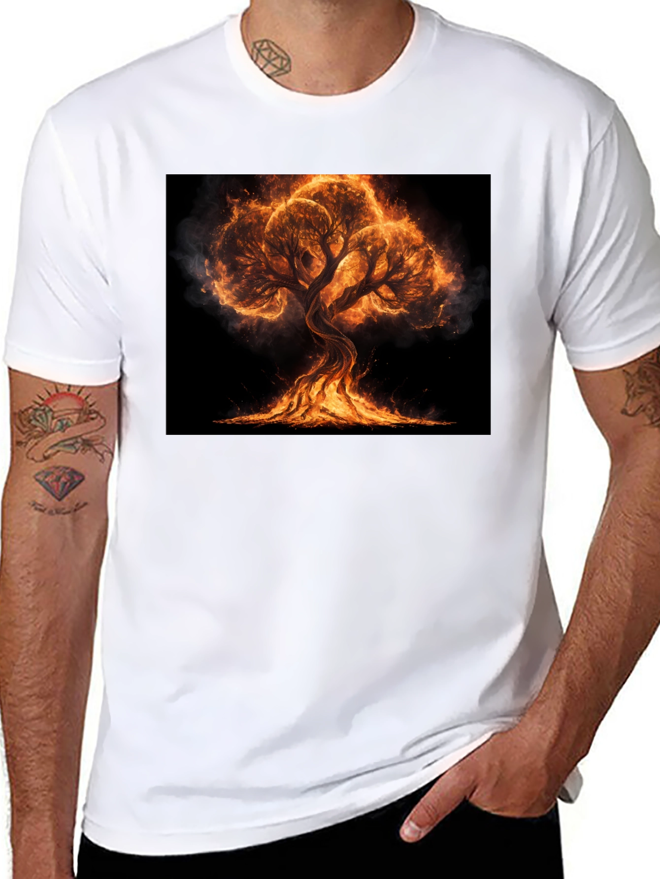 Fiery Tree Graphic Tee - Black