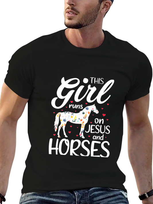This Girl Runs On Jesus And Horses T-Shirt