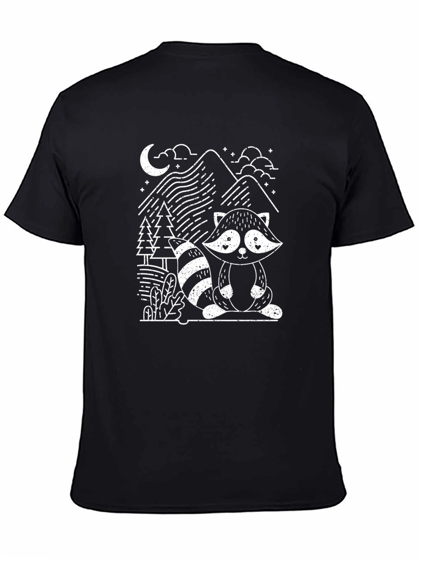 Raccoon Graphic Print Black Tee
