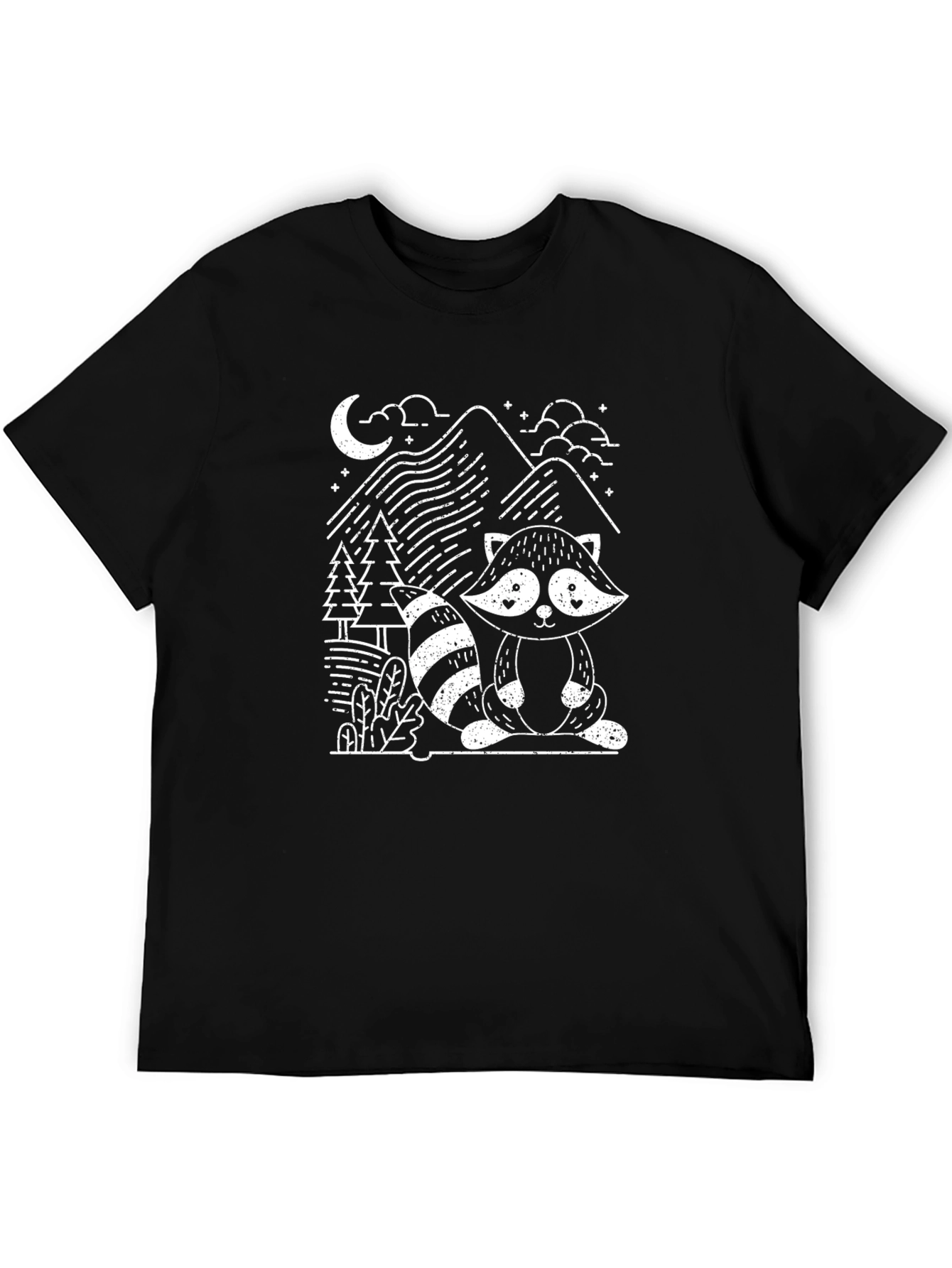 Raccoon Graphic Print Black Tee