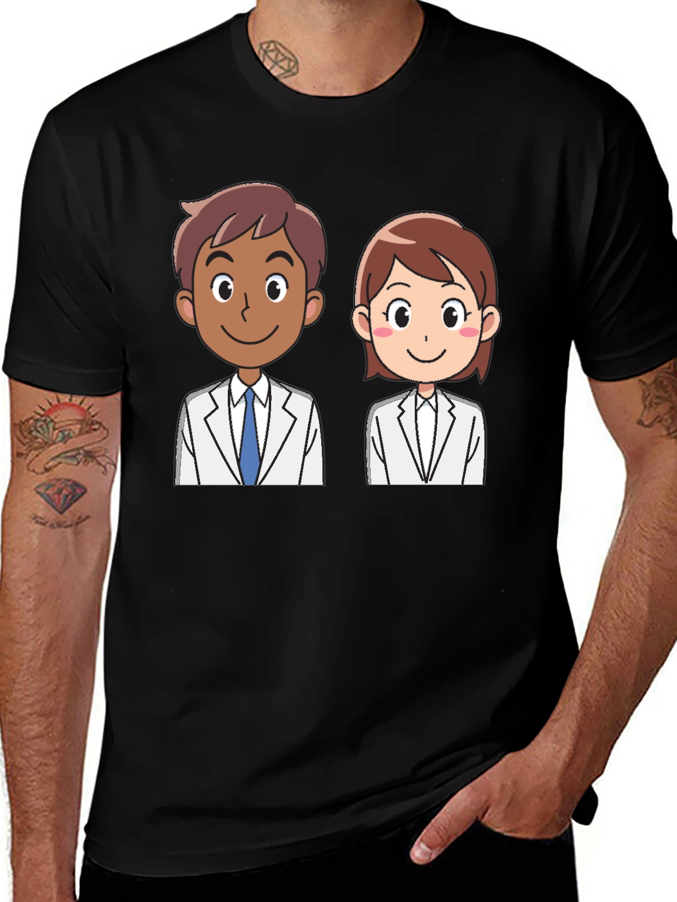 Doctor Cartoon Graphic Tee - Unisex Black T-Shirt