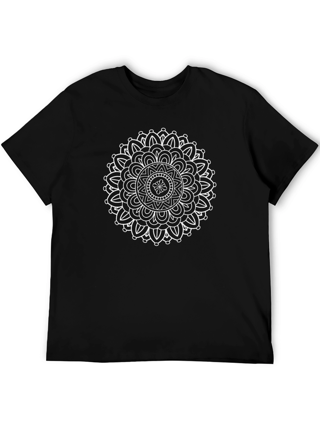 Mandala Print Mens Black T-Shirt