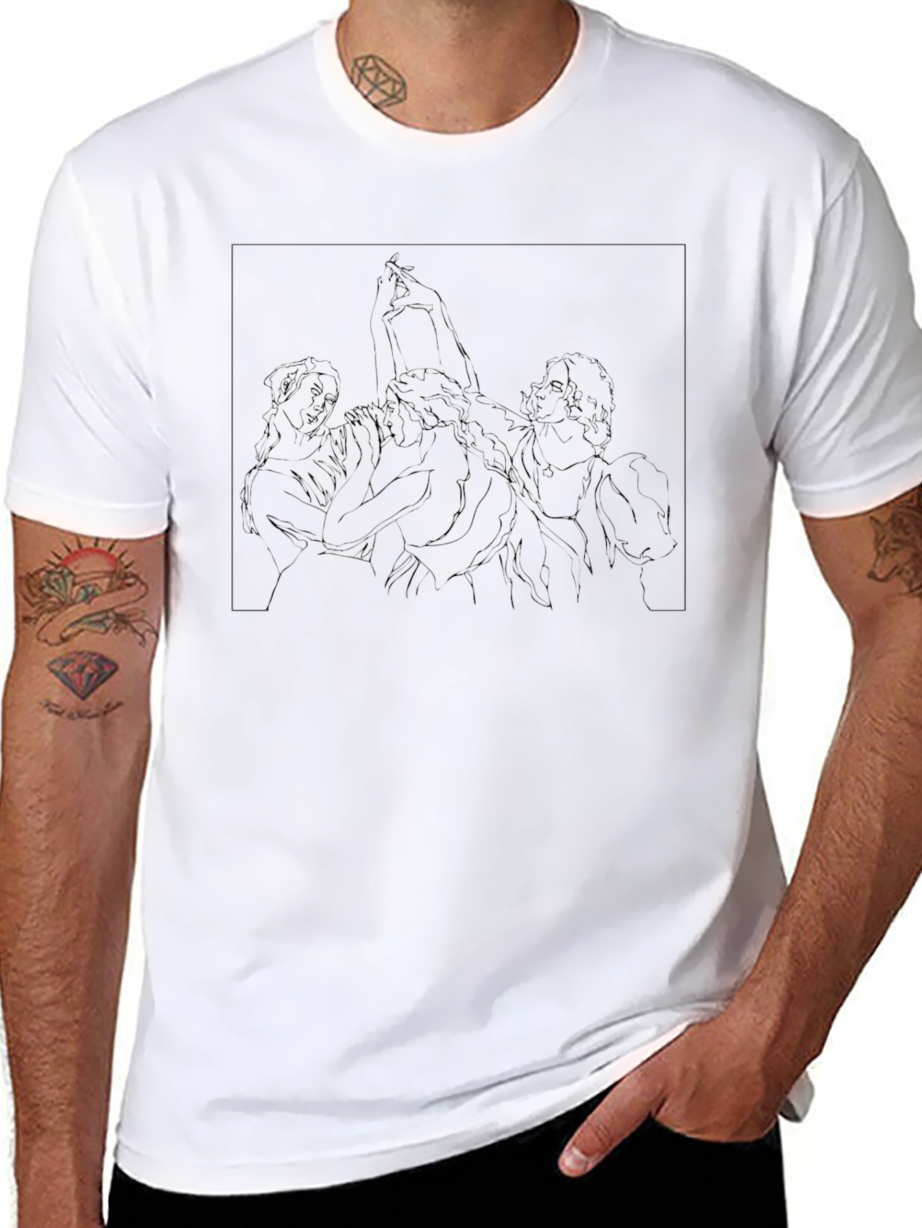 Line Art Graphic Tee - Black