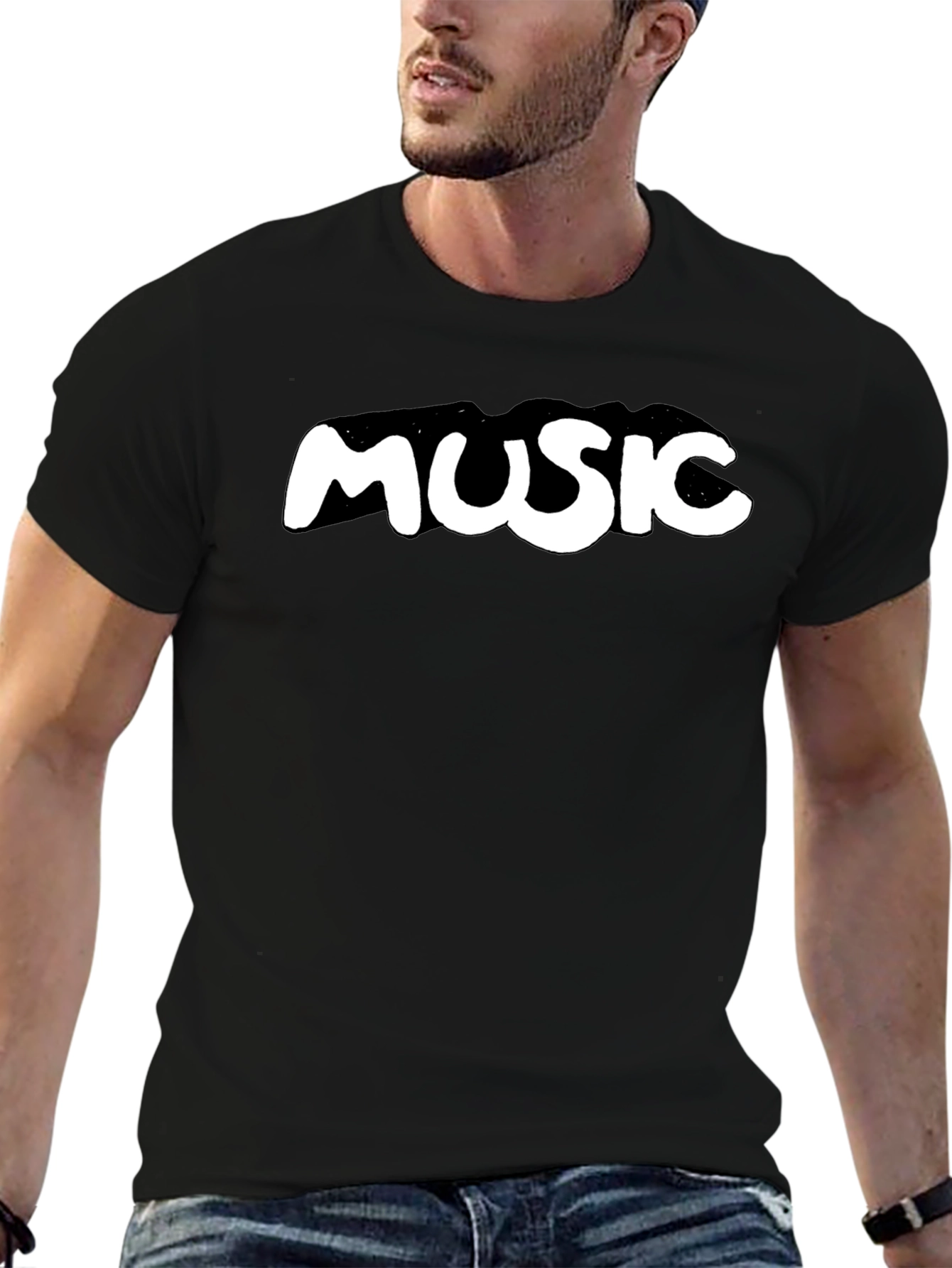 Music Galaxy Mens Black Graphic T-Shirt