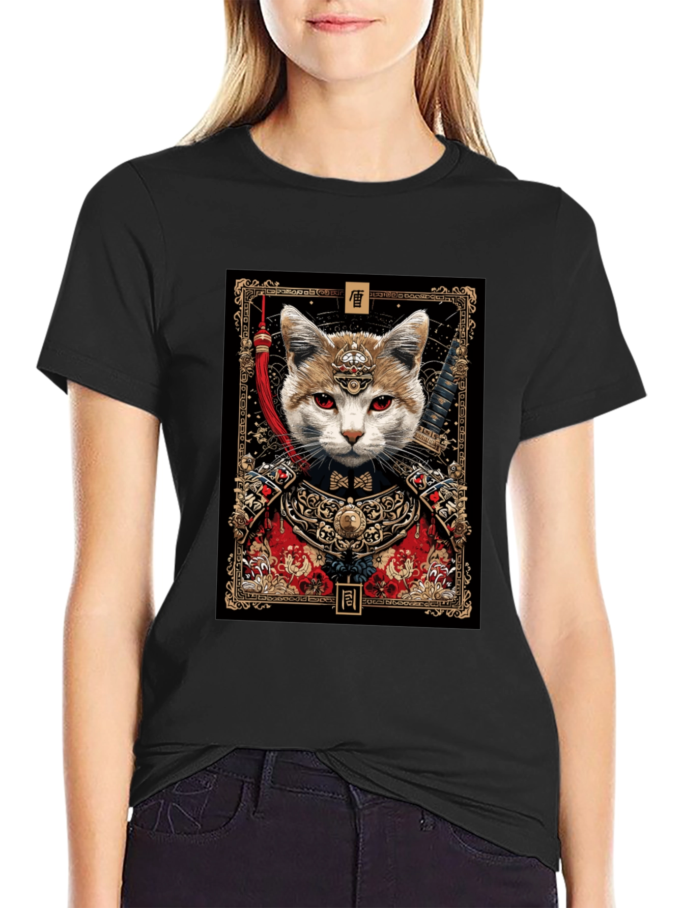 Samurai Cat Graphic Tee - Unique Design
