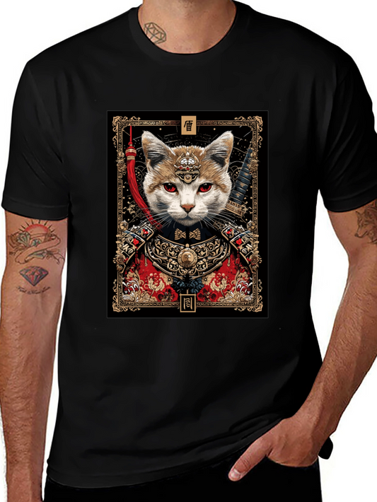 Samurai Cat Graphic Tee - Unique Design