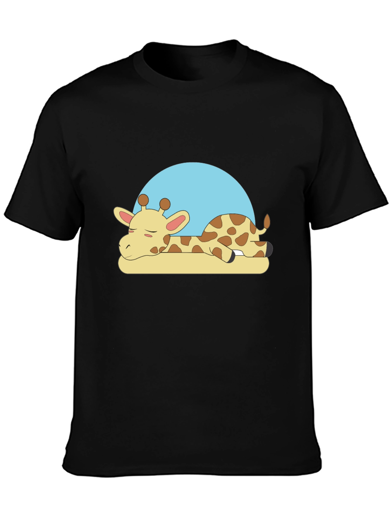 Sleeping Giraffe Graphic Tee - Black Cotton Comfort