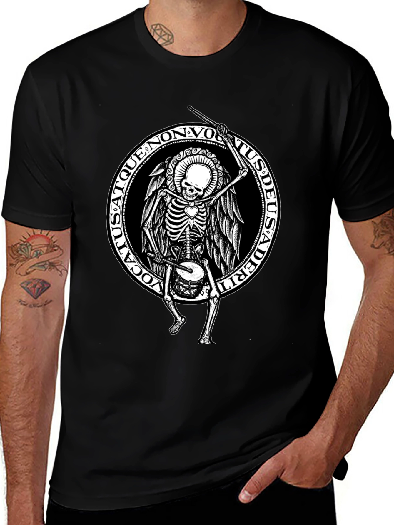 Skeleton Drummer Graphic T-Shirt